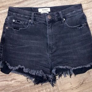 Distressed black/dark grey jean short